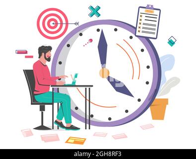 Work task. Office person planning and check completed work ...