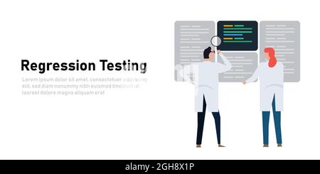 Regression testing to ensure that previously developed and tested software still performs after a change Stock Vector