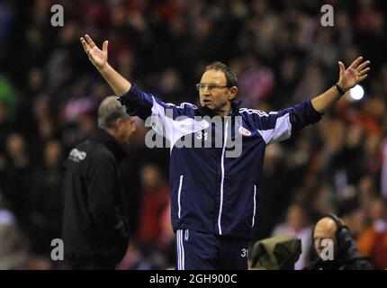 Sunderland manager Martin O'Neil during Barclays Premier League soccer match between Sunderland and Manchester City at the Stadium of Light in Sunderland, United Kingdom on 26th December, 2012. Picture Richard LeeSportimage Stock Photo