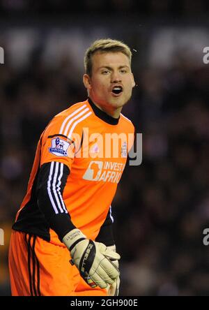 Simon Mignolet of Sunderland during Barclays Premier League soccer match between Sunderland and Manchester City at the Stadium of Light in Sunderland, United Kingdom on 26th December, 2012. Picture Richard LeeSportimage Stock Photo