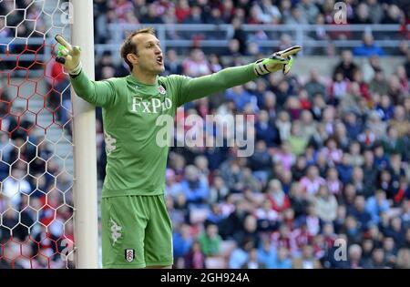 Mark Schwarzer of Fulham in action during the Barclays Premier League match between Sunderland and Fulham at the Stadium of Light in Sunderland, UK on March 02, 2013. Stock Photo