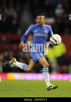 Ashley Cole of Chelsea during the FA Cup quarter-final match between Manchester United and Chelsea at the Old Trafford Stadium in Manchester, United Kingdom on March 10, 2013. Stock Photo