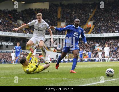 Tottenham's Hugo Lloris saves from Fulham's Ryan Sessegnon during the ...