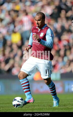 Gabriel Agbonlahor of Aston Villa during the Barclays Premier League match between Stoke City and Aston Villa at the Britannia Stadium in Stoke on Trent on April 6, 2013. Stock Photo