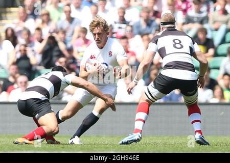 England's Billy Twelvetrees during the International Friendly Match between England and Barbarians at the Twickenham Stadium in London, United Kingdom on May 26, 2013. Stock Photo