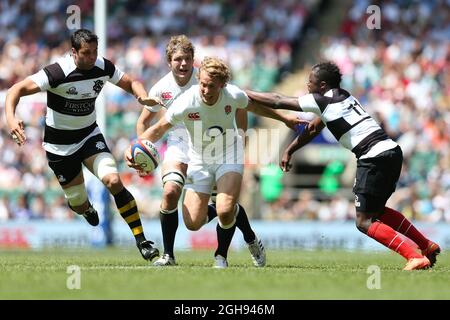 England's Billy Twelvetrees during the International Friendly Match between England and Barbarians at the Twickenham Stadium in London, United Kingdom on May 26, 2013. Stock Photo