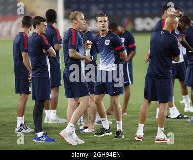 England's Jordan Henderson during UEFA U21 Championship 2013, England Training session at the Teddy Stadium in Jerusalem, Israel on June 10, 2013. Stock Photo