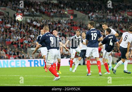 England's Rickie Lambert in action during the Vauxhall International Friendly match between England and Scotland held at the Wembley Stadium in London, UK on Aug. 14, 2013. Stock Photo