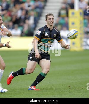 George North of Northampton Saints during the Aviva Premiership at the Northampton Saints and Exeter Chiefs at the Franklin's Gardens in Northampton on September 7, 2013.