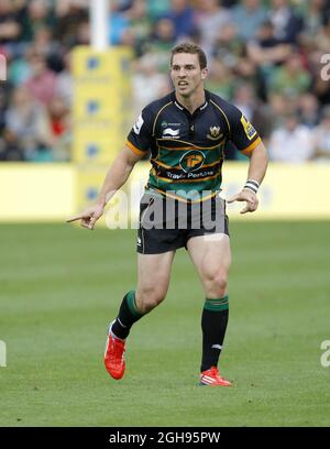 George North of Northampton Saints during the Aviva Premiership at the Northampton Saints and Exeter Chiefs at the Franklin's Gardens in Northampton on September 7, 2013.
