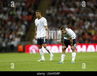 England's Jack Wilshere looks on during the 2014 FIFA World Cup Qualifier, Group H match between England and Moldova at the Wembley Stadium in London on September 6, 2013. Stock Photo