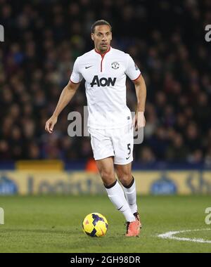 Manchester United's Rio Ferdinand in action during the Barclays Premier League match between Crystal Palace and Manchester United in Selhurst Park, London, UK on February 22, 2014. Stock Photo