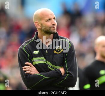 Jim Mallinder Director of Rugby of Northampton before kick off during the Amlin Challenge Cup Final 2014 match between Bath and Northampton at the Cardiff Arms Park Stadium in Cardiff, Wales on May 23, 2014. Pic Simon Bellis/Sportimage Stock Photo