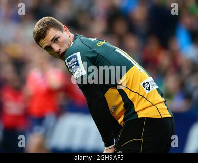 George North of Northampton during the Amlin Challenge Cup Final 2014 match between Bath and Northampton at the Cardiff Arms Park Stadium in Cardiff, Wales on May 23, 2014. Pic Simon Bellis/Sportimage Stock Photo