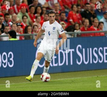 England's Jordan Henderson in action during the Euro 2016 Qualifier Group E match between Switzerland and England at St Jakob Park in Switzerland on September 8, 2014. David Klein/ Stock Photo
