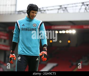 Petr Cech of Chelsea during the Barclays Premier League match between Liverpool and Chelsea at the Anfield Stadium in Liverpool, England on November 8, 2014. Stock Photo