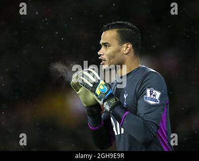 Michel Vorm of Tottenham during the Capital One Cup Semi Final Second Leg match between Sheffield United and Tottenham at the Bramall Lane Stadium in Sheffield, England on January 28, 2015. Stock Photo