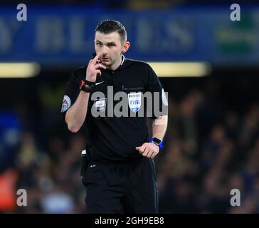Referee Michael Oliver during the Capital One Cup Semi Final Second Leg match between Chelsea and Liverpool at the Stamford Bridge in England on January 27, 2015. David Klein/ Stock Photo