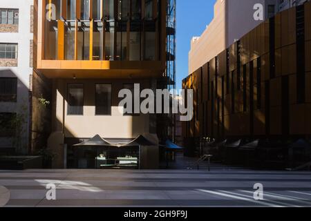 Sydney, Australia. Monday 6th September 2021. The Sydney central business district looking very deserted as the lockdown continues in Sydney due to the Delta strain of COVID-19. Liberty Place, Sydney. Credit: Paul Lovelace/Alamy Live News Stock Photo