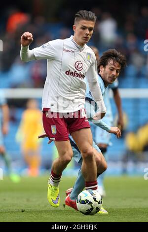 Jack Grealish of Manchester City battles Daniel Munoz of Crystal Palace ...