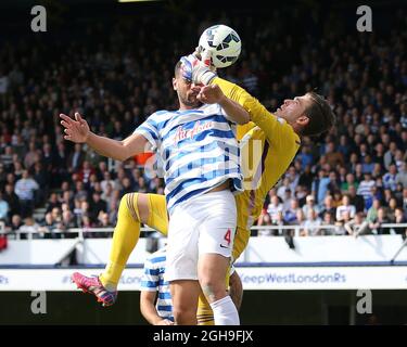 QPR's Richard Dunne this goal disallowed for a foul on West Ham's ...