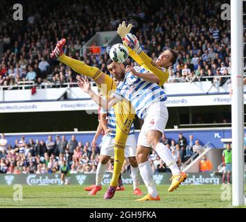 QPR's Richard Dunne this goal disallowed for a foul on West Ham's ...