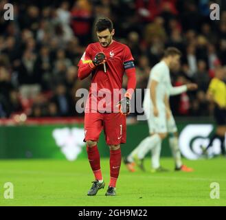 Image #: 40988815    Nov. 17, 2015 - London, United Kingdom - France's Hugo Lloris looks on dejected after going 2-0 down..International Friendly Match- England v France - Wembley Stadium - England - 17th November 2015 - Picture David Klein Stock Photo