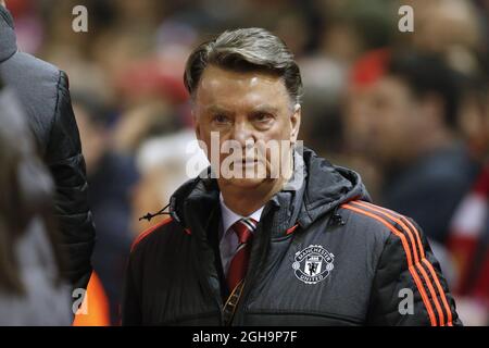 Louis Van Gaal, manager of Manchester United during the UEFA Europa League match at Anfield. Photo credit should read: Philip Oldham/Sportimage via PA Images Stock Photo