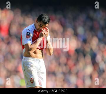 Arsenal's Alexis Sanchez looks on dejected during the Emirates FA Cup match at The Emirates Stadium.  Photo credit should read: David Klein/Sportimage via PA Images Stock Photo