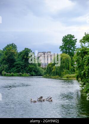 Romantic view of St James's Park in London on a cloudy afternoon Stock Photo