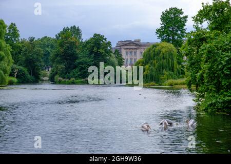 Romantic view of St James's Park in London on a cloudy afternoon Stock Photo