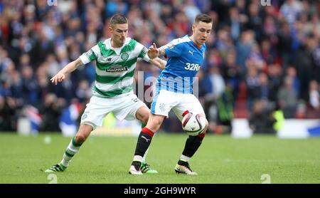 Rangers Barrie McKay  and Celtic's Mikael Lustig during the William Hill Scottish Cup match at Hampden Park Stadium.  Photo credit should read: Lynne Cameron/Sportimage Stock Photo