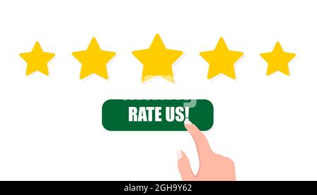 Five stars rating on white Stock Vector