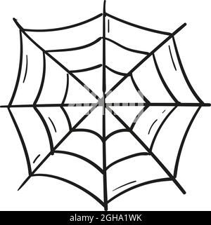 Hand drawn spider web icon in doodle style isolated. Stock Vector