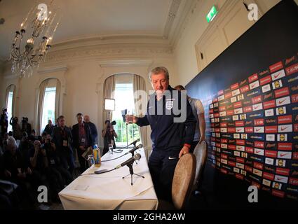 England's Roy Hodgson during a press conference at the Grove Hotel.  Photo credit should read: David Klein/Sportimage via PA Images Stock Photo