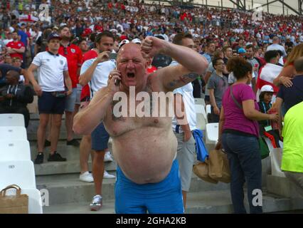 England fan phones home during the UEFA European Championship 2016 match at the Stade Velodrome, Marseille. Picture date June 11th, 2016 Pic Phil Oldham/Sportimage via PA Images Stock Photo