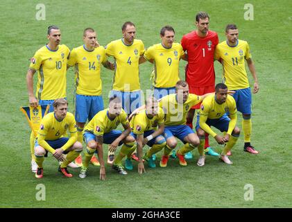 Sweden's team group during the UEFA European Championship 2016 match at the Stade De France, Paris. Picture date June 13th, 2016 Pic David Klein/Sportimage via PA Images Stock Photo