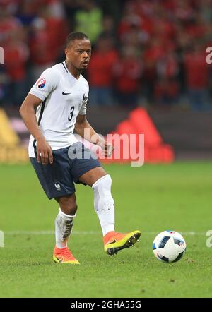 Patrice Evra of France during the UEFA European Championship 2016 match at the Stade Pierre Mauroy, Lille. Picture date June 19th, 2016 Pic David Klein/Sportimage via PA Images Stock Photo