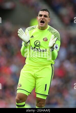 Vito Mannone of Sunderland during the Premier League match at the Stadium of Light, Sunderland. Picture date: August 21st, 2016. Pic Simon Bellis/Sportimage via PA Images  Stock Photo