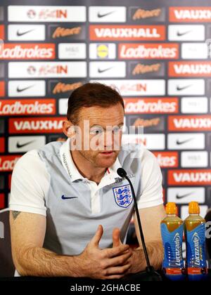 England Captain Wayne Rooney speaks during the press conference at St George's  Park, Burton. Picture date: October 4th, 2016. Pic Matt McNulty/Sportimage via PA Images Stock Photo