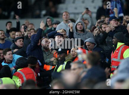 Fighting breaks out amongst West Ham and Chelsea fans during the EFL Cup match at the London Stadium, London. Picture date October 26th, 2016 Pic David Klein/Sportimage via PA Images Stock Photo