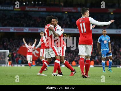 Arsenal's Theo Walcott celebrates scoring his sides second goal during the Premier League match at the Emirates Stadium, London. Picture date October 26th, 2016 Pic David Klein/Sportimage via PA Images Stock Photo