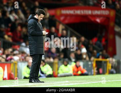 Hull City manager Marco Silva writes down notes during the EFL Cup semi final 1st Leg match at Old Trafford Stadium, Manchester. Picture date: January 10th, 2017. Pic credit should read: Matt McNulty/Sportimage via PA Images Stock Photo