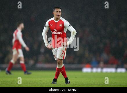 Arsenal's Alexis Sanchez looks on dejected during the Premier League match at the Emirates Stadium, London. Picture date January 31st, 2017 Pic David Klein/Sportimage via PA Images Stock Photo