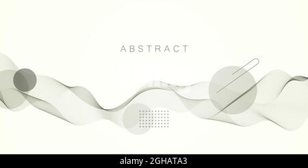 Wave of dynamic particles flows. Beautiful wave array of mixed dots.Abstract vector background. Stock Vector