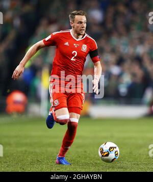 Chris Gunter of Wales during the Group D World Cup Qualifier at the Aviva Stadium, Dublin. Picture date: March 24th, 2017. Pic credit should read: Matt McNulty/Sportimage via PA Images Stock Photo