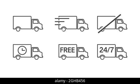 Trucks and delivery icon set. Vector isolated editable flat illustration set Stock Vector