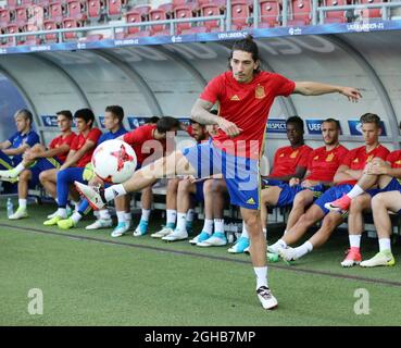 Spain's Hector Bellerin in action during the UEFA Under 21 Final at the  Stadion Cracovia in