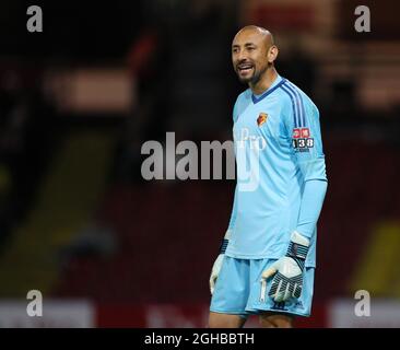 Watford's Heurelho Gomes in action during the Carabao cup match at Vicarage Road Stadium, Watford. Picture date 22nd August 2017. Picture credit should read: David Klein/Sportimage via PA Images Stock Photo