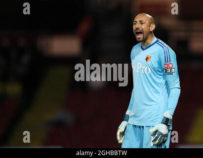 Watford's Heurelho Gomes in action during the Carabao cup match at Vicarage Road Stadium, Watford. Picture date 22nd August 2017. Picture credit should read: David Klein/Sportimage via PA Images Stock Photo